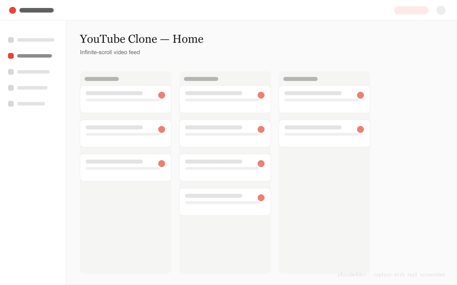 YouTube Clone home feed